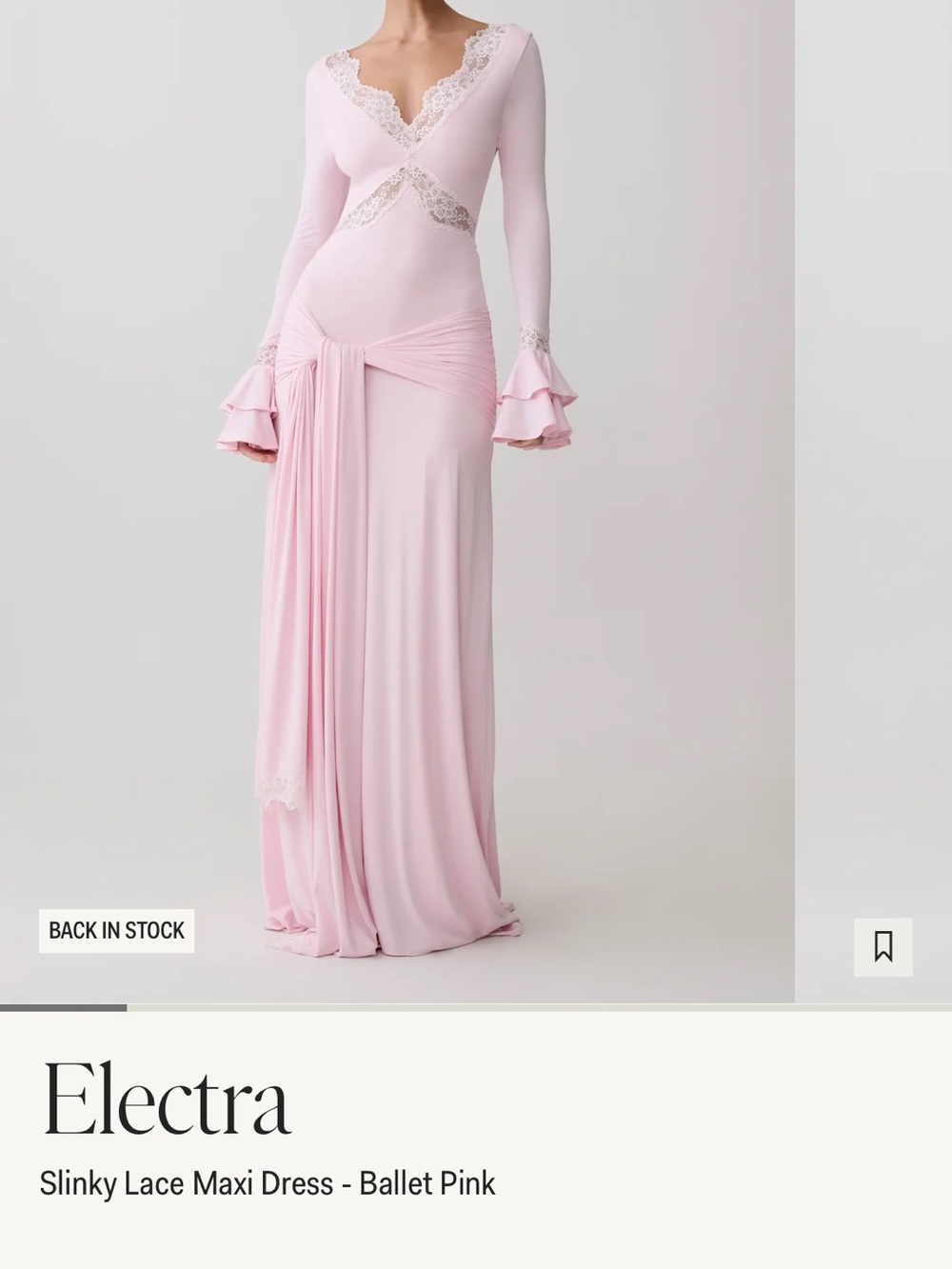 Meshki Electra Slinky Lace Maxi Dress - Ballet Pink
